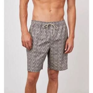 Rails Men's Kian Tin Stamp Swim Trunks Shorts Resort Coastal Size XL Gray Cream